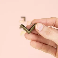 4 Esquineras Metálicas Grandes Vintage Bronze Craftelier