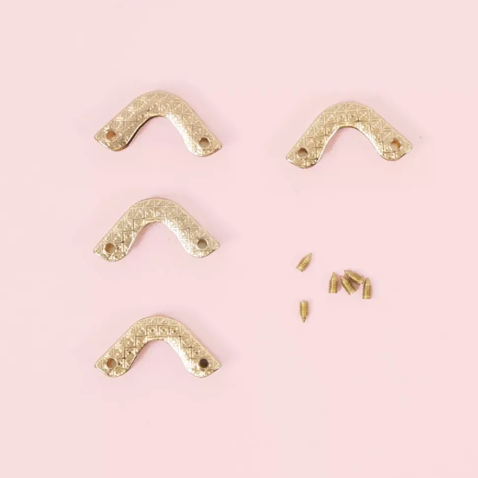 4 Esquineras Metálicas Vintage Oro