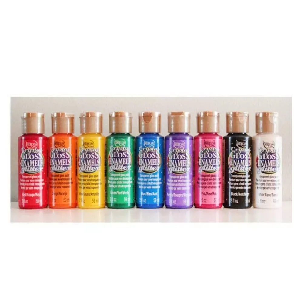 Acrílico purpurina sobre vidrio Americana Crystal Gloss Enamels Glitter DecoArt 59ml