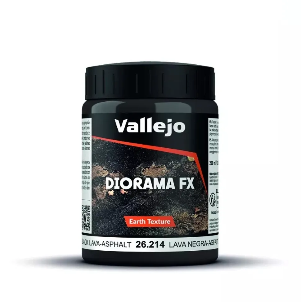 Acrílico Textura 214 Lava Negra Asfalto Diorama FX Vallejo 200ml