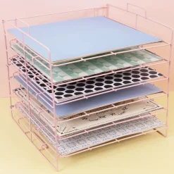 Bandeja para Papeles con Seis Estantes Rosa Craftelier