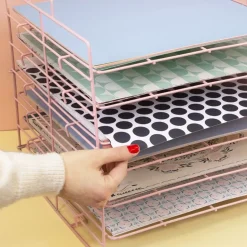 Bandeja para Papeles con Seis Estantes Rosa Craftelier