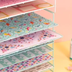 Bandeja para Papeles con Seis Estantes Rosa Craftelier