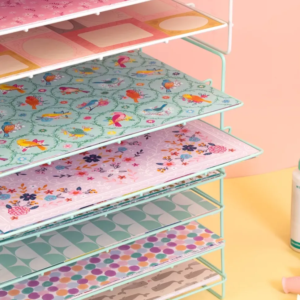 Bandeja para Papeles con Seis Estantes Turquesa Craftelier