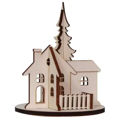 Bodegón de Madera Escena de Navidad Casita con Árbol Artis Decor