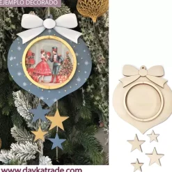 Bola con lazo y estrellas para colgar Dayka 26x30cm