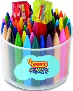 Bote 72 Ceras Jovicolor Triwax + 2 sacapuntas Jovi