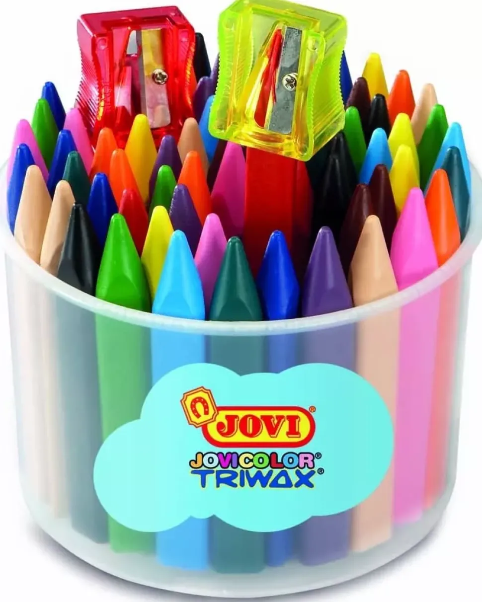 Bote 72 Ceras Jovicolor Triwax + 2 sacapuntas Jovi