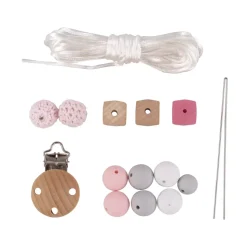 Cadena de Madera para Chupete Rosa Rayher