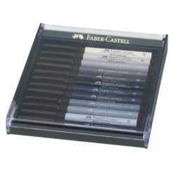 Caja 12 rotuladores Tonos grises Pitt Artist Pen Brush Faber-Castell