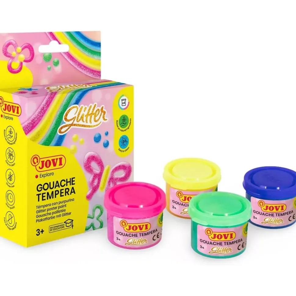 Caja 4 Temperas Glitter Jovi 55ml