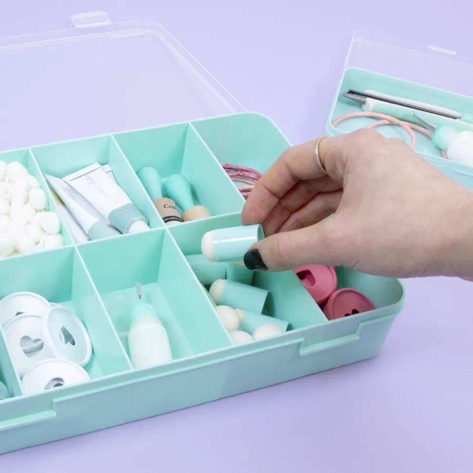 Caja con 10 Compartimentos Turquesa Craftelier