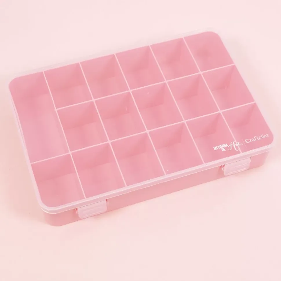 Caja con 17 Compartimentos Rosa Craftelier