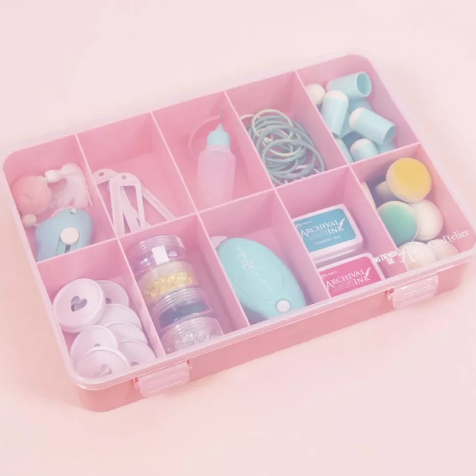 Caja con 10 Compartimentos Rosa Craftelier