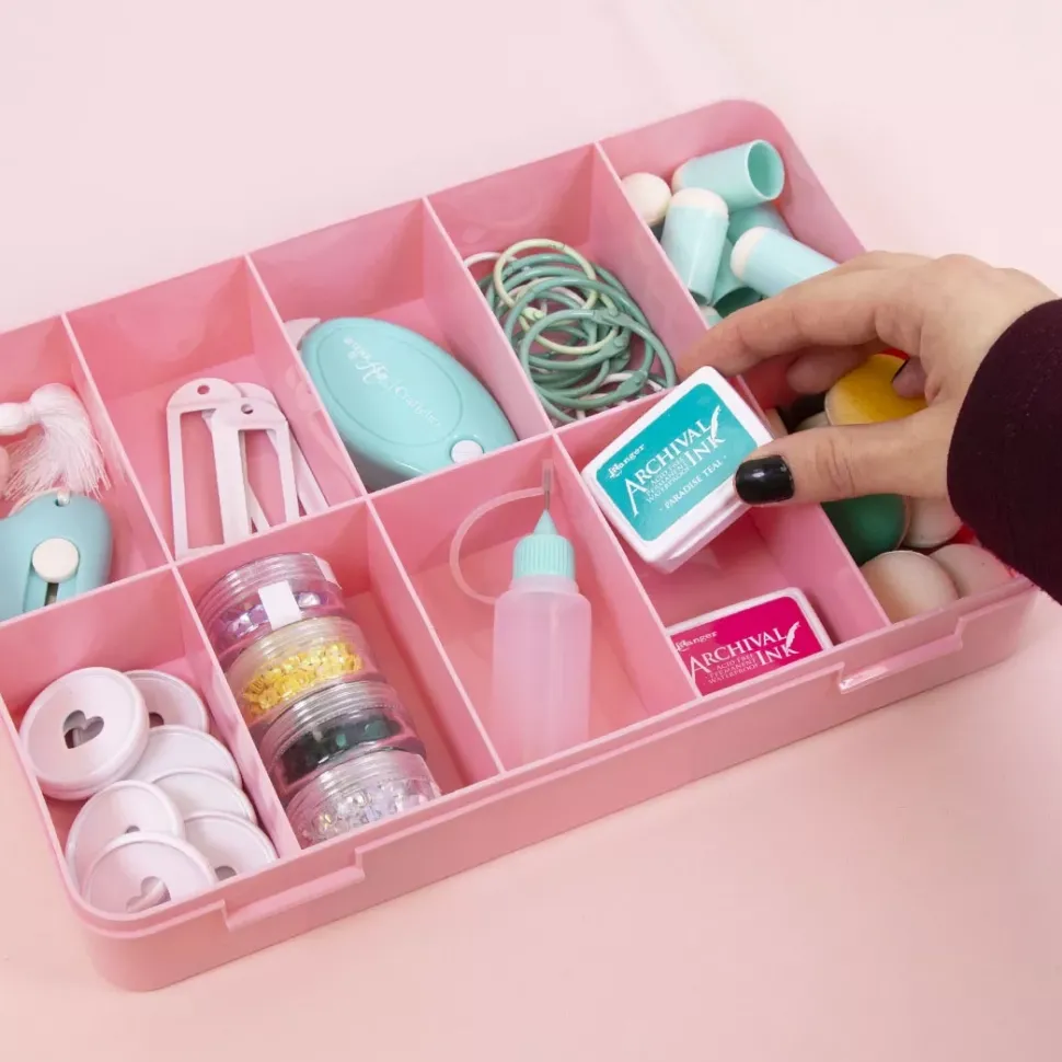 Caja con 10 Compartimentos Rosa Craftelier