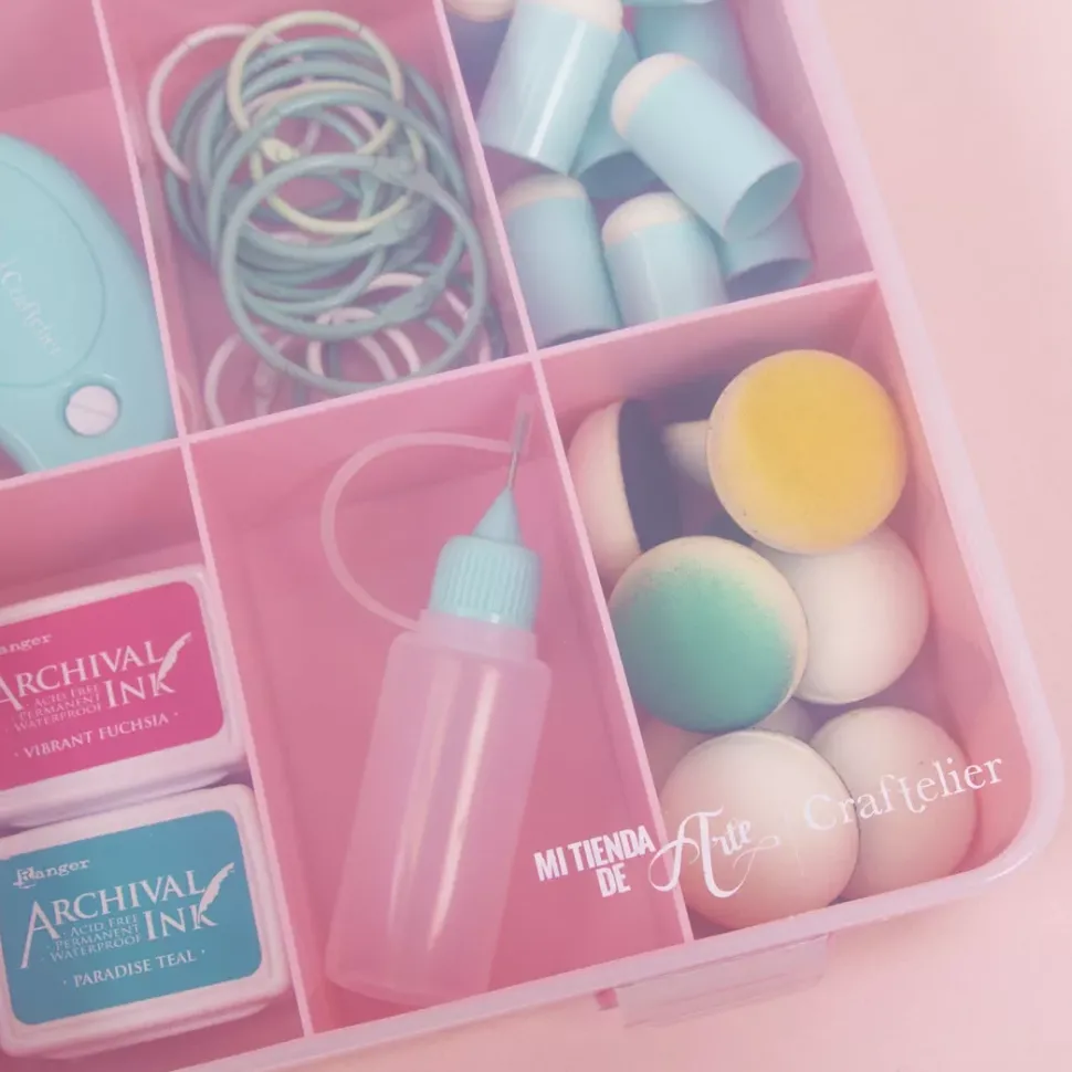 Caja con 10 Compartimentos Rosa Craftelier