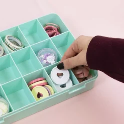 Caja con 17 Compartimentos Turquesa Craftelier