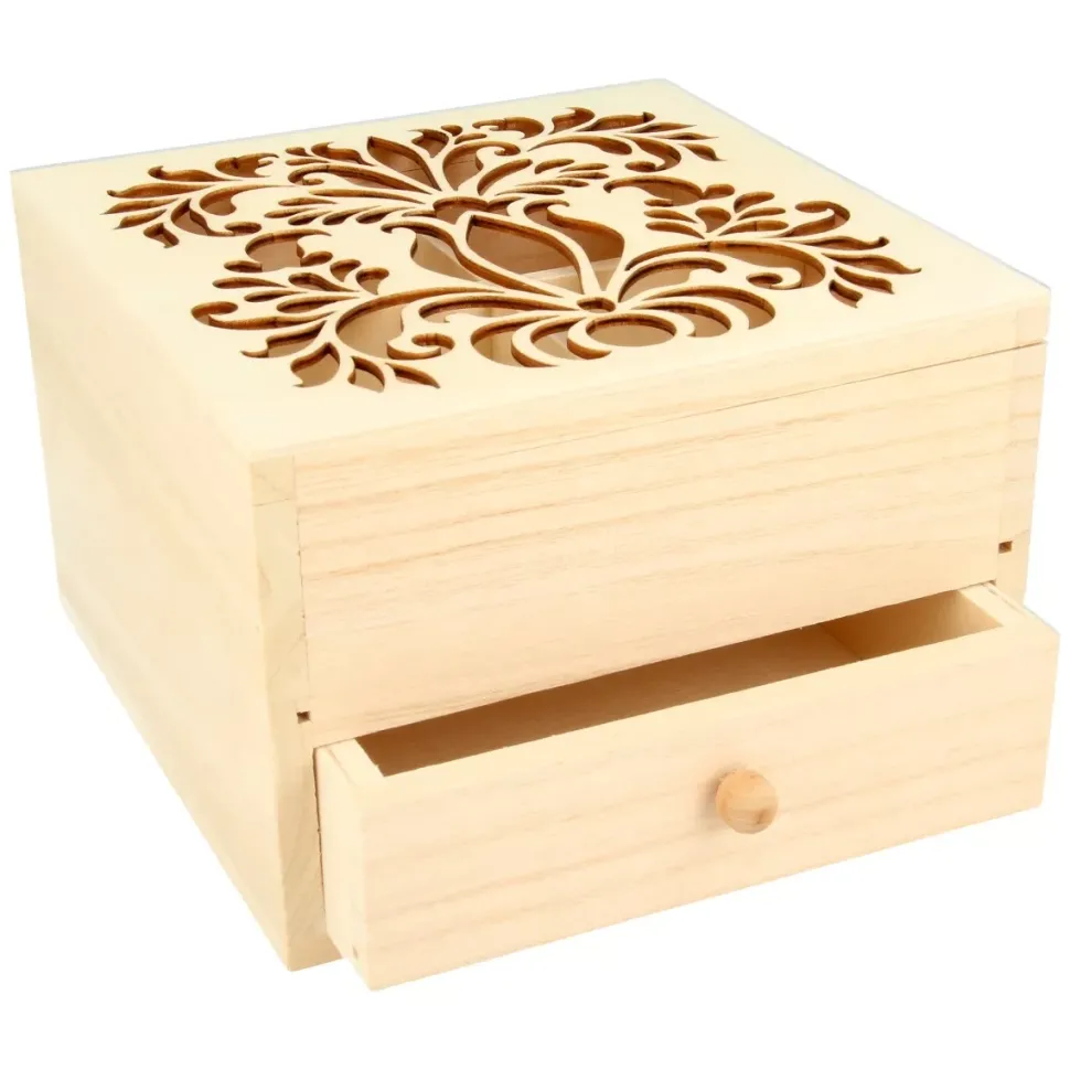Caja costurero de madera con tapa calada Secret Garden