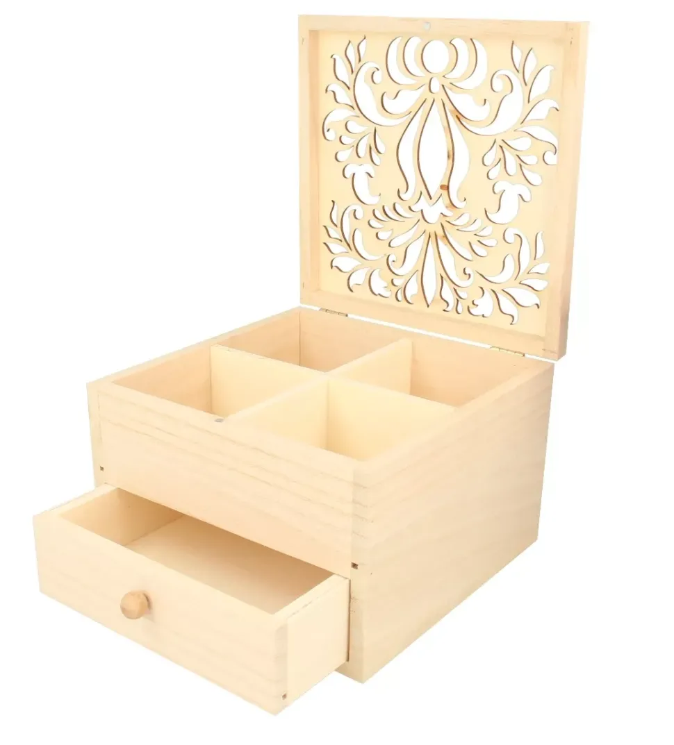 Caja costurero de madera con tapa calada Secret Garden