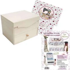 Caja costurero de madera con solapa y cajón Dayka 25x20cm