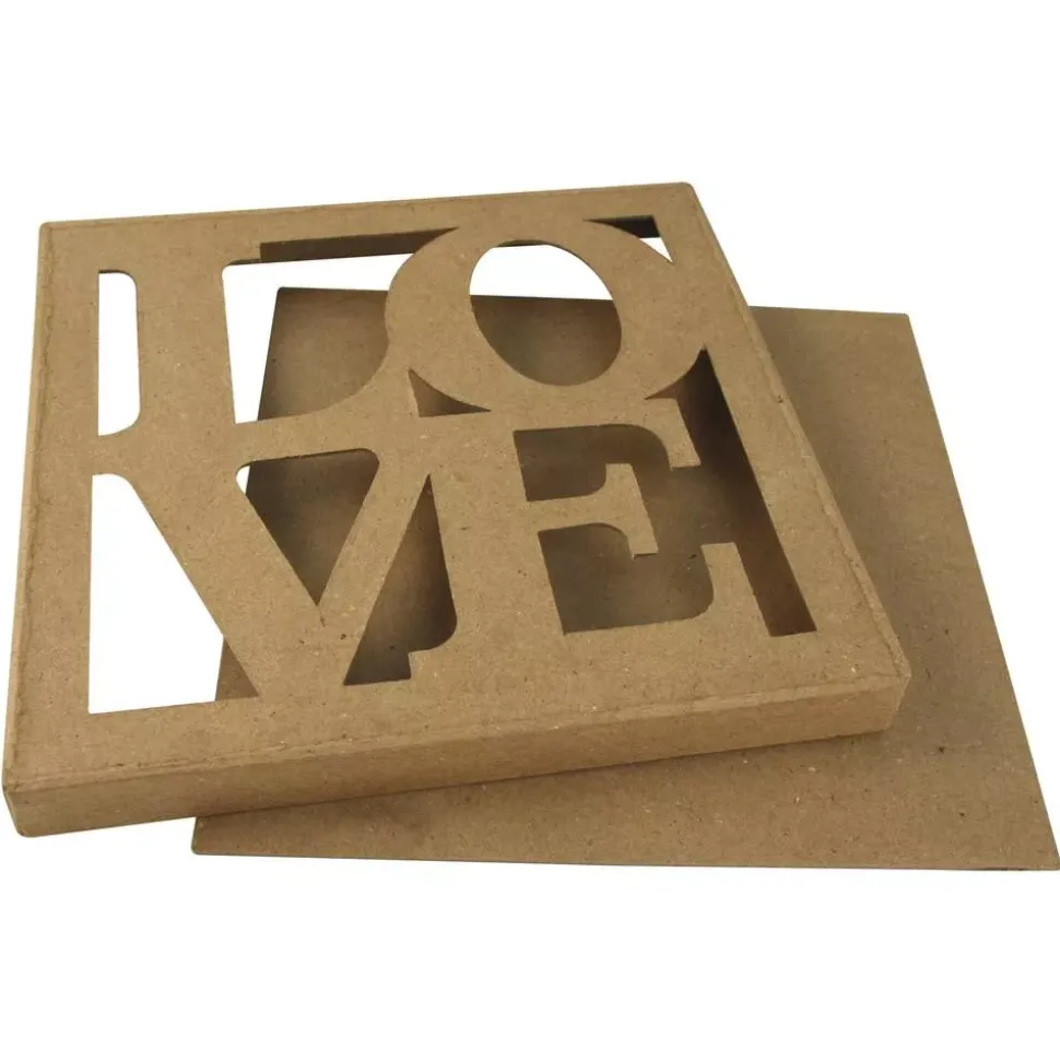 Caja cuadrada Love de papel maché Rayher