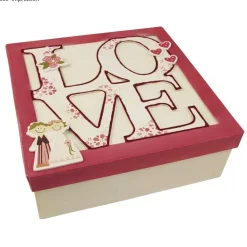 Caja cuadrada Love de papel maché Rayher