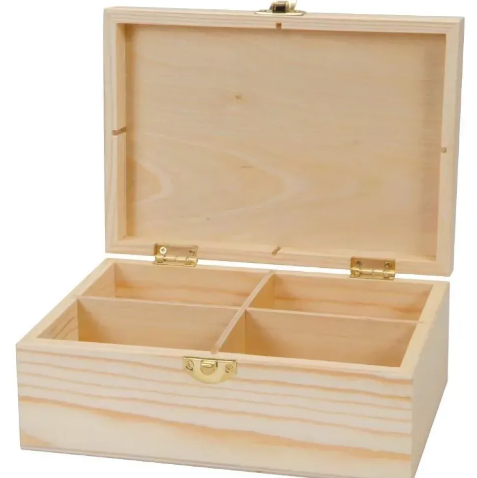 Caja de 4 compartimentos de madera