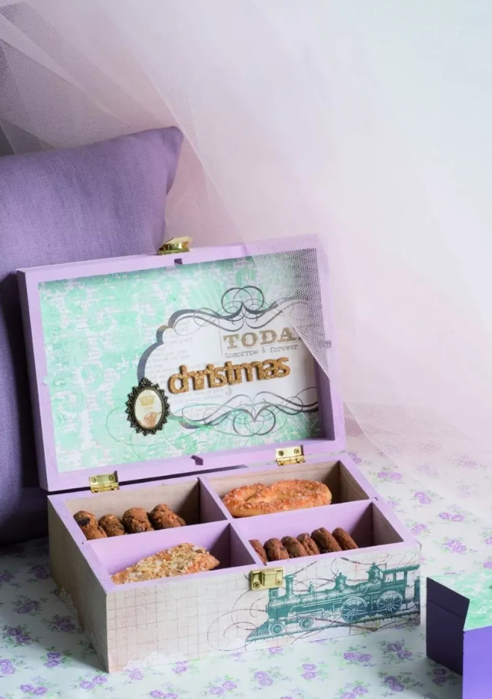 Caja de 4 compartimentos de madera