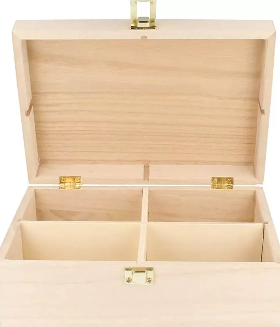 Caja de 4 compartimentos de madera