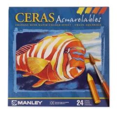Caja de cartón 24 ceras acuarelables Manley