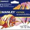 Caja de cartón de 12 ceras acuarelables Manley