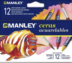 Caja de cartón de 12 ceras acuarelables Manley