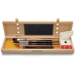Caja de madera 5 pinceles y accesorios 5240 Deluxe da Vinci