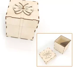 Caja de madera con lazo Artiwood 15x15cm