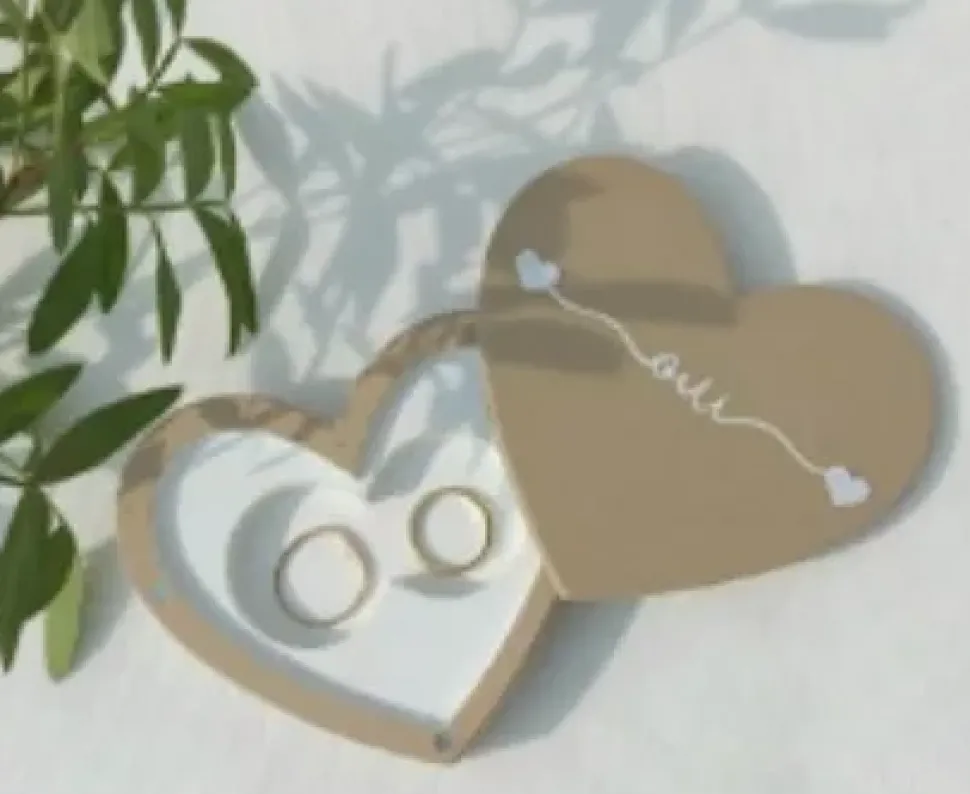 Caja de Madera para Alianzas Corazones On se Marie Artemio