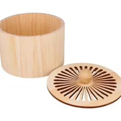 Caja de madera redonda pequeña Boho Artemio
