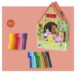 Caja de Metal 18 Rotuladores Granja Connector Faber-Castell