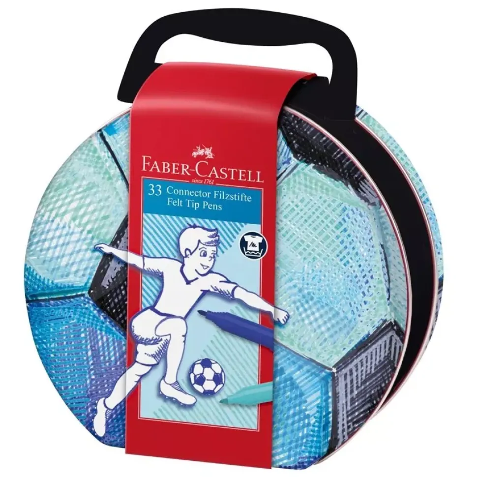 Caja de Metal 30 Rotuladores Maletín Fútbol Connector Faber-Castell