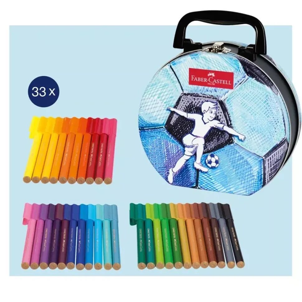 Caja de Metal 30 Rotuladores Maletín Fútbol Connector Faber-Castell