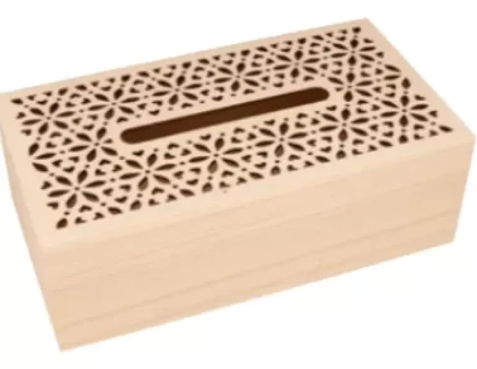 Caja de Pañuelos de Madera Flores Artemio