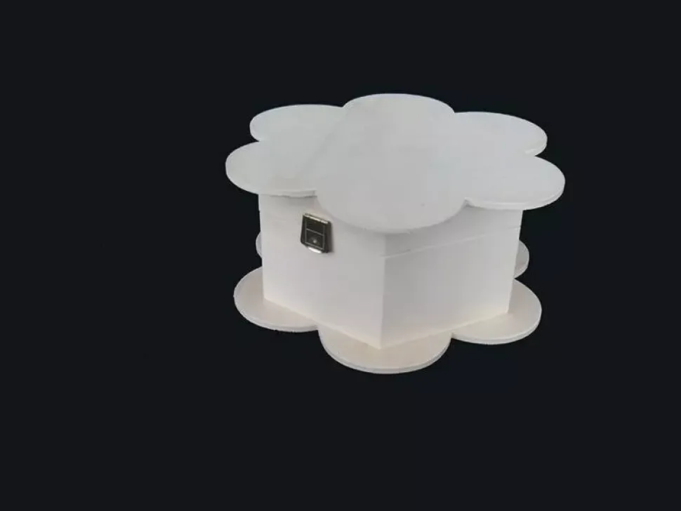 Caja hexagonal con forma de flor