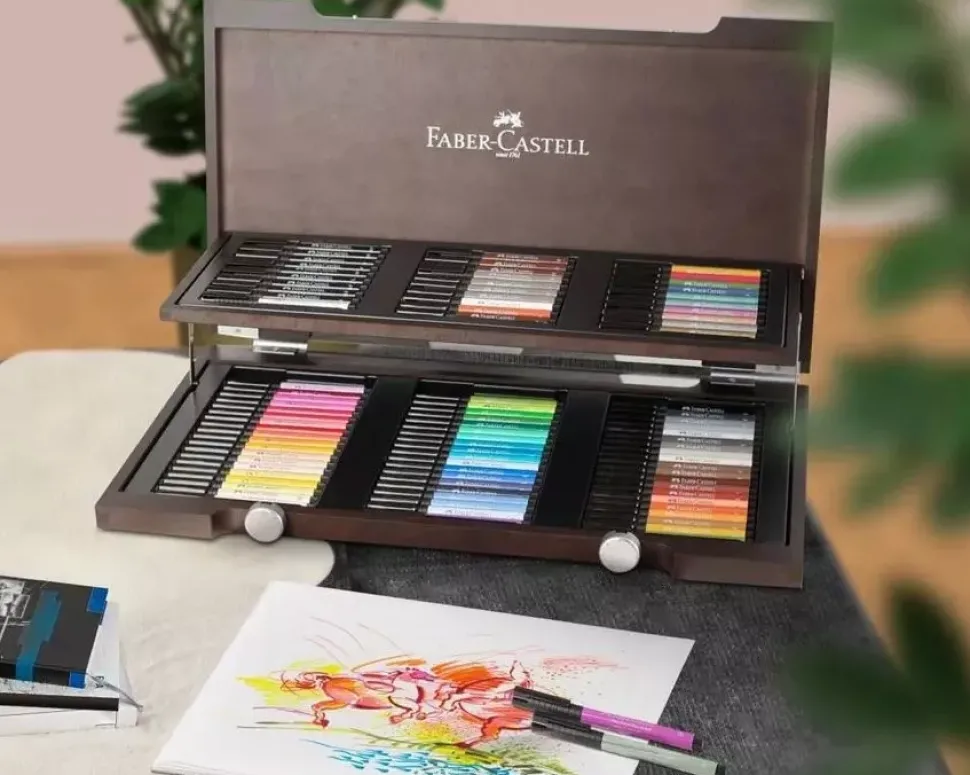 Caja Madera 90 Rotuladores Pitt Artist Pen Faber-Castell