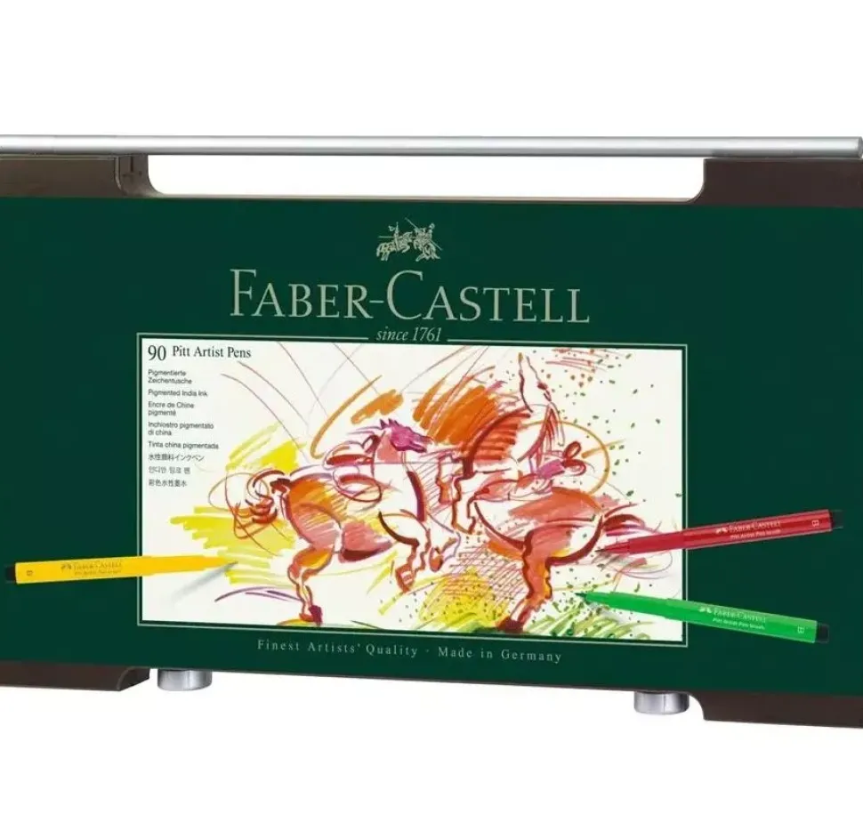 Caja Madera 90 Rotuladores Pitt Artist Pen Faber-Castell