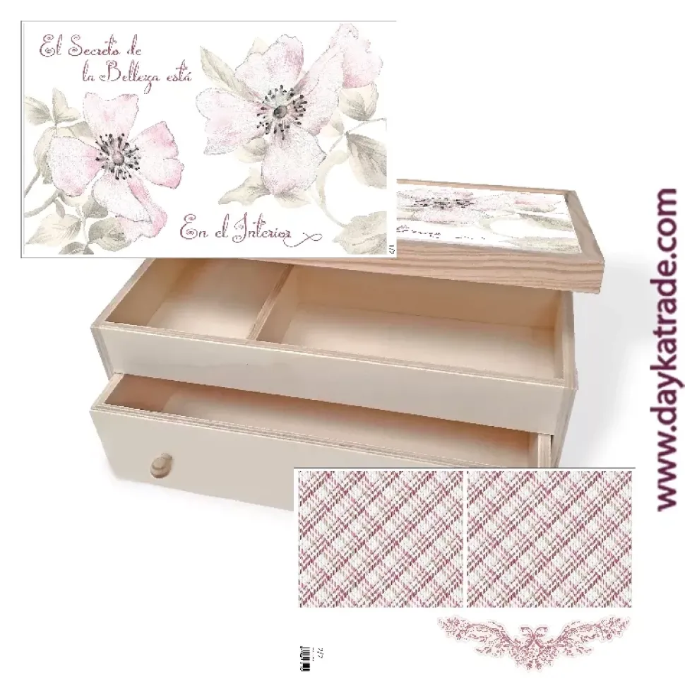 Caja Maquillaje Flores + Tela Prediseñada Dayka