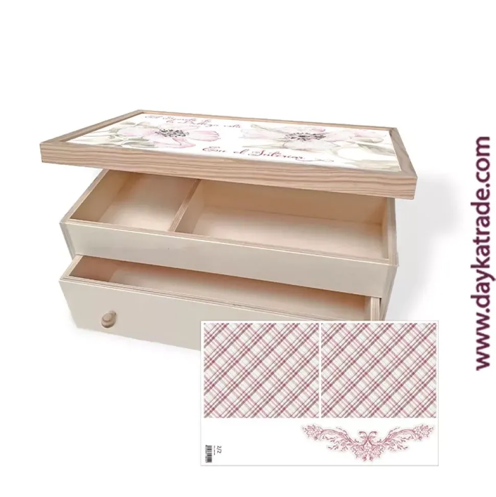 Caja Maquillaje Flores + Tela Prediseñada Dayka