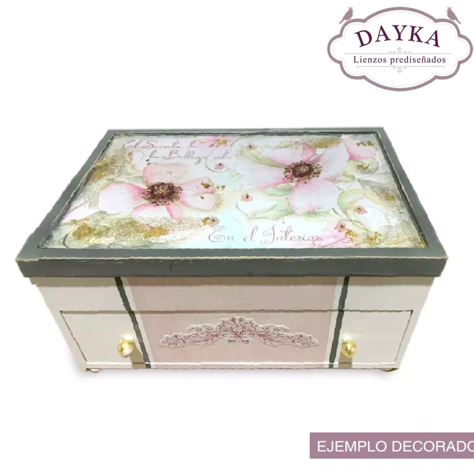 Caja Maquillaje Flores + Tela Prediseñada Dayka
