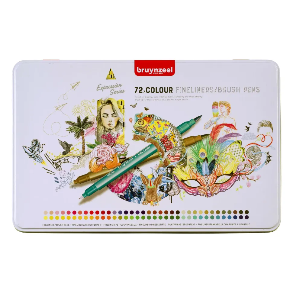 Caja metálica 72 Rotuladores doble punta Bruynzeel