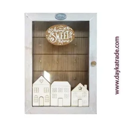 Caja para llaves con casitas de madera Dayka