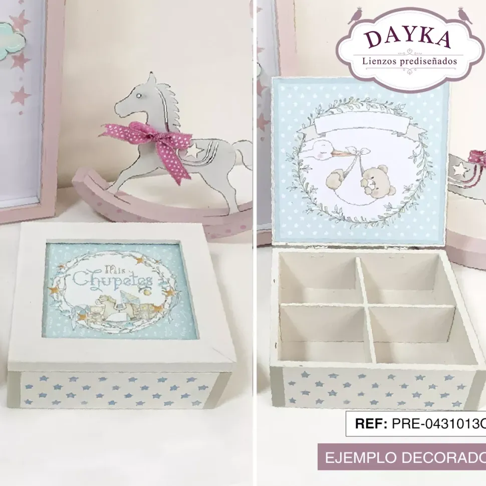 Cajita para Chupetes Azul + Tela Prediseñada Dayka