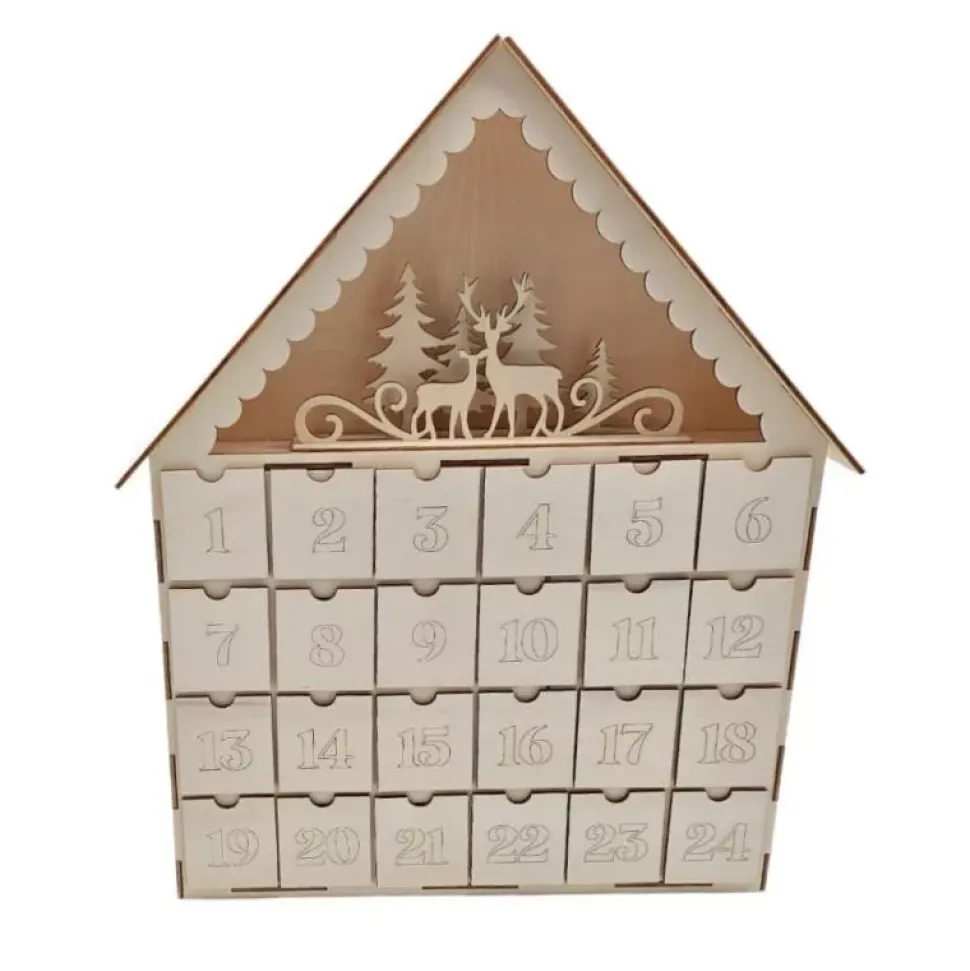 Calendario de Adviento casa ciervos madera 24 cajones Artemio